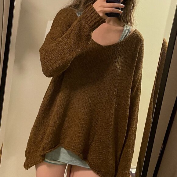 Oak + Fort (Loft 82) Oversized Wool Knit Sweater in Golden Brown - Picture 5 of 15